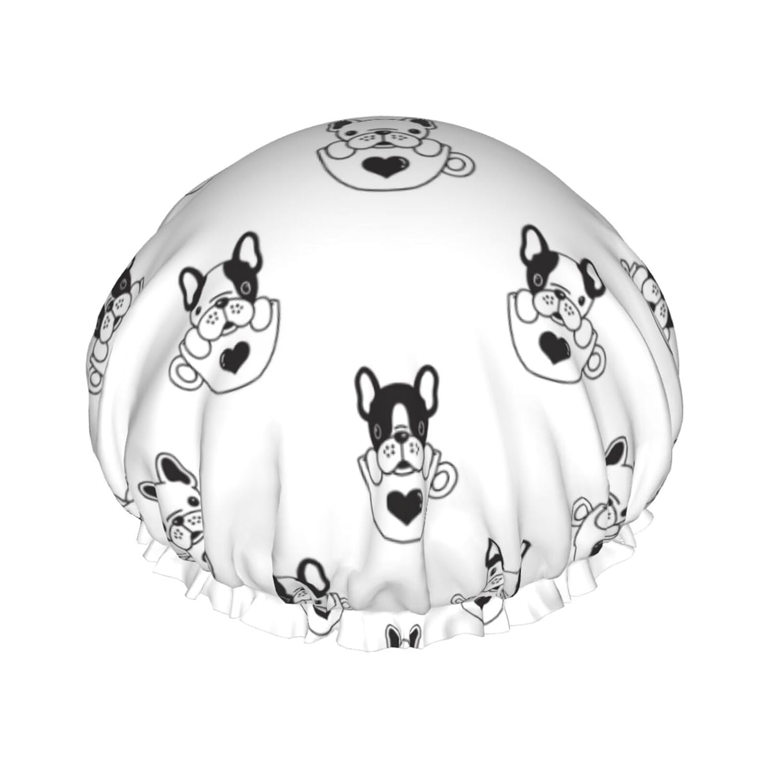 Cute Dog Double Layer Waterproof Shower Cap Suitable For All Head Sizes