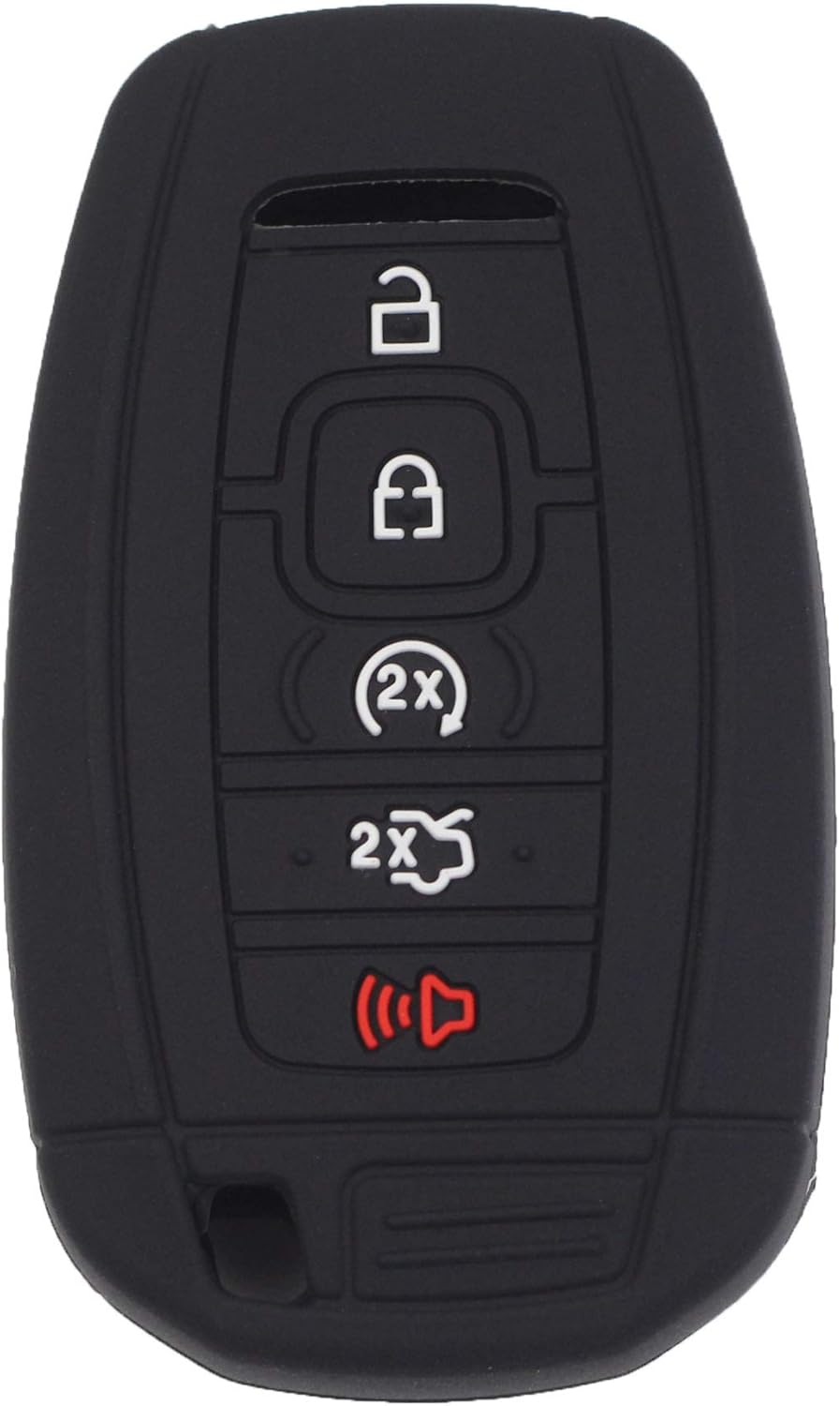 2 fundas de silicona de goma negra con 5 botones para llavero inteligente sin llave compatible con Lincoln Continental MKC MKX MKZ Nautilus Navigator