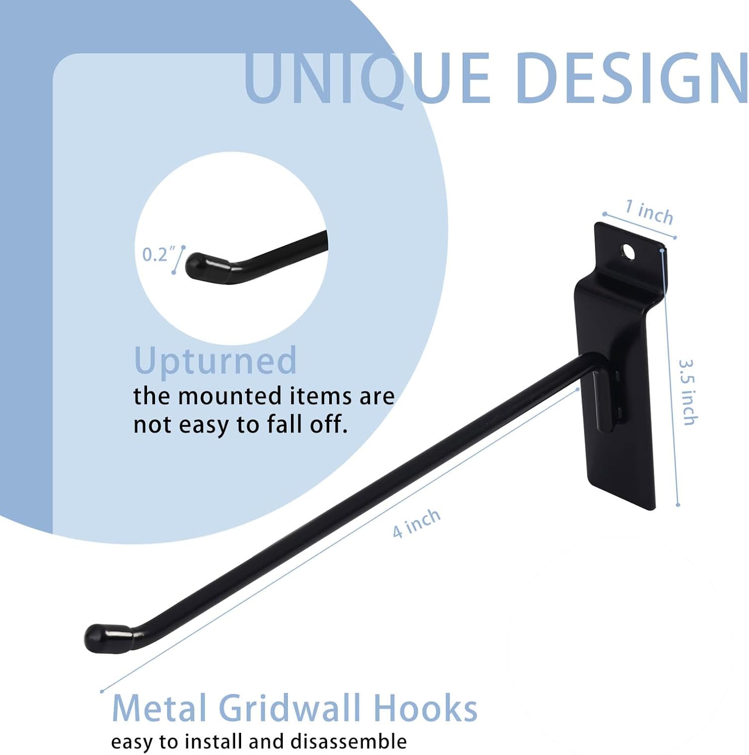 32 ganchos de pared de listones de 6 pulgadas, accesorios de panel de exhibición, ganchos de metal para colgar en la pared, ganchos de pared de