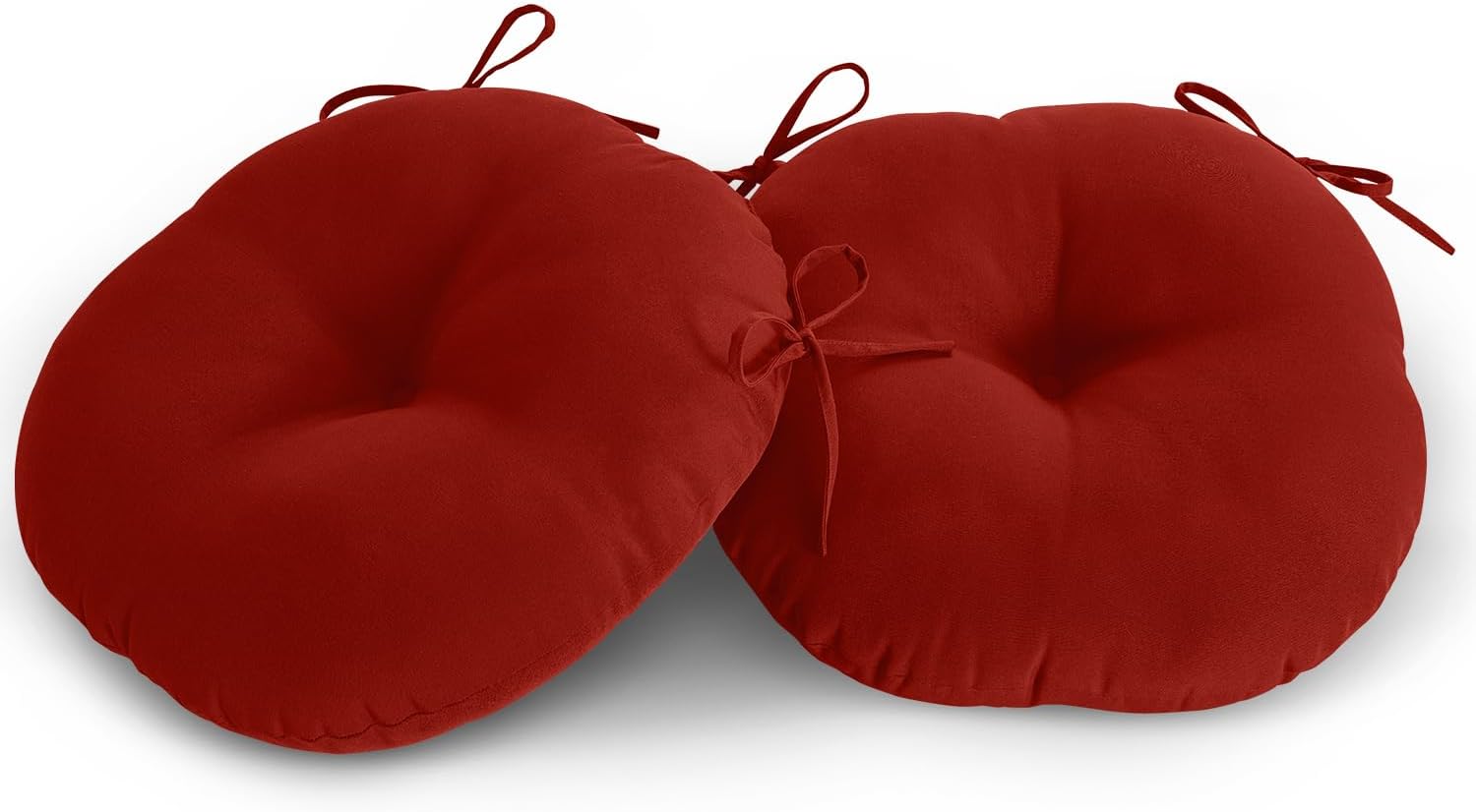 LOVTEX Bistro – Juego de 2 cojines redondos para sillas de exterior de 15 pulgadas, impermeables, redondos, con lazos, color rojo ladrillo, cojines