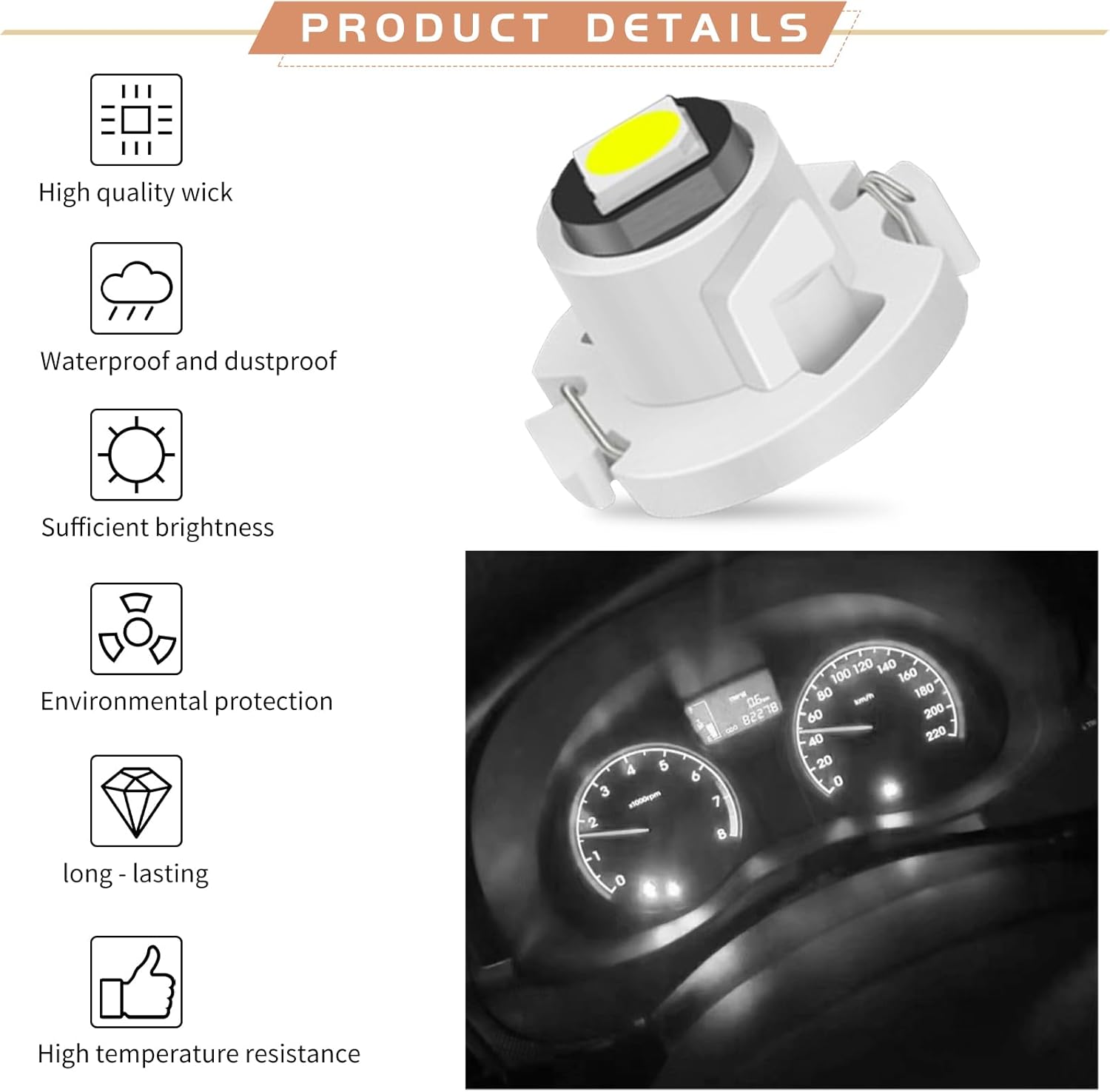 yvshy 10 lámparas de escritorio T4.2 para instrumentos de automóvil, luz indicadora ultra brillante 3030 de 12 V, accesorios de iluminación de