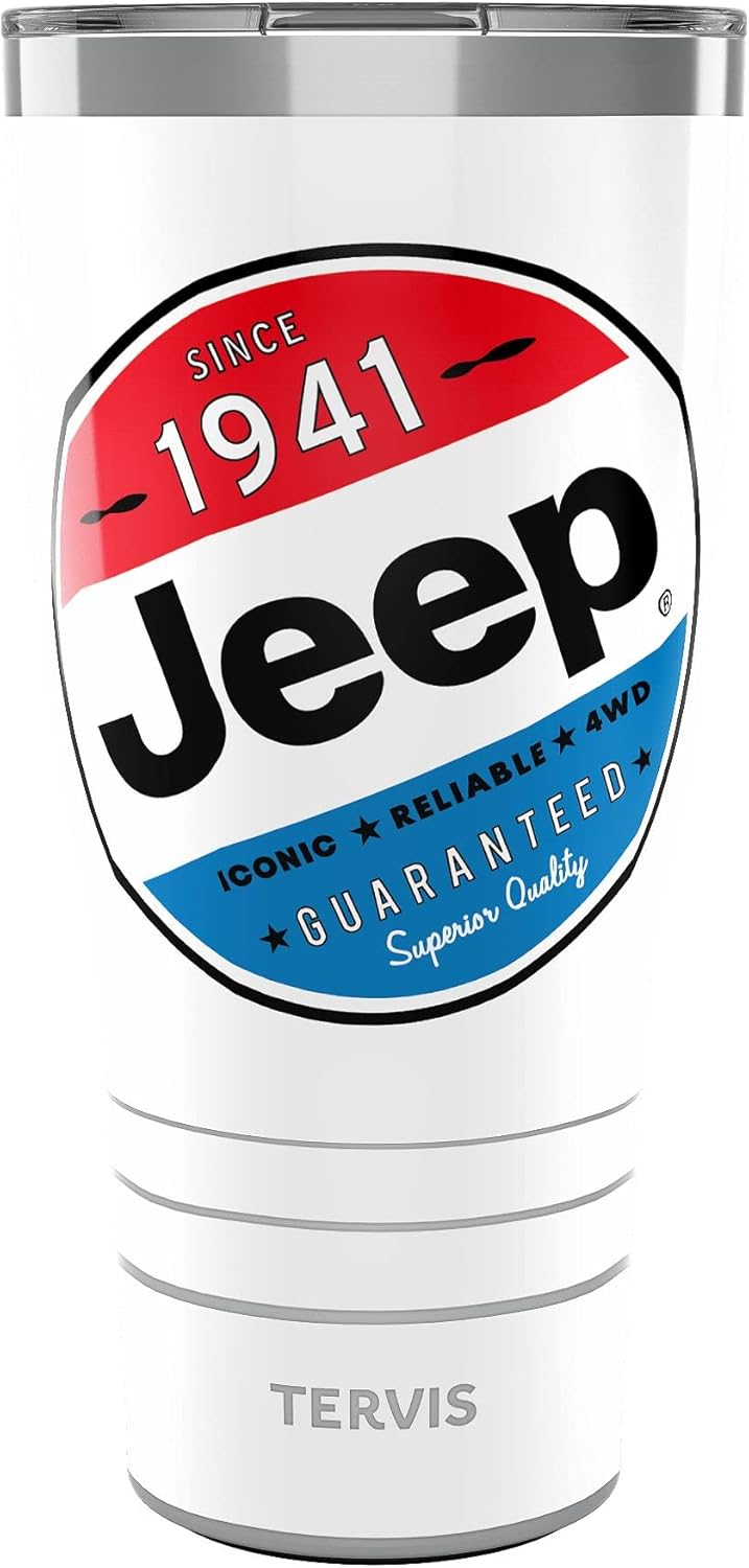 Tervis Traveler Jeep Colossal – Vaso aislado de triple pared mantiene las bebidas frías y calientes, 30 onzas, acero inoxidable
