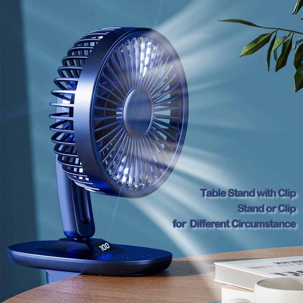 Ventiladores de mesa portátiles de 5 pulgadas con clip, cabezal oscilante de 120, arribaabajo, indicador LED ajustable, ajuste de temporizador,