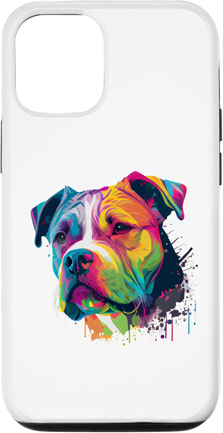 Funda para iPhone 14 Colorido American Bulldog American Bully Hombres Mujeres
