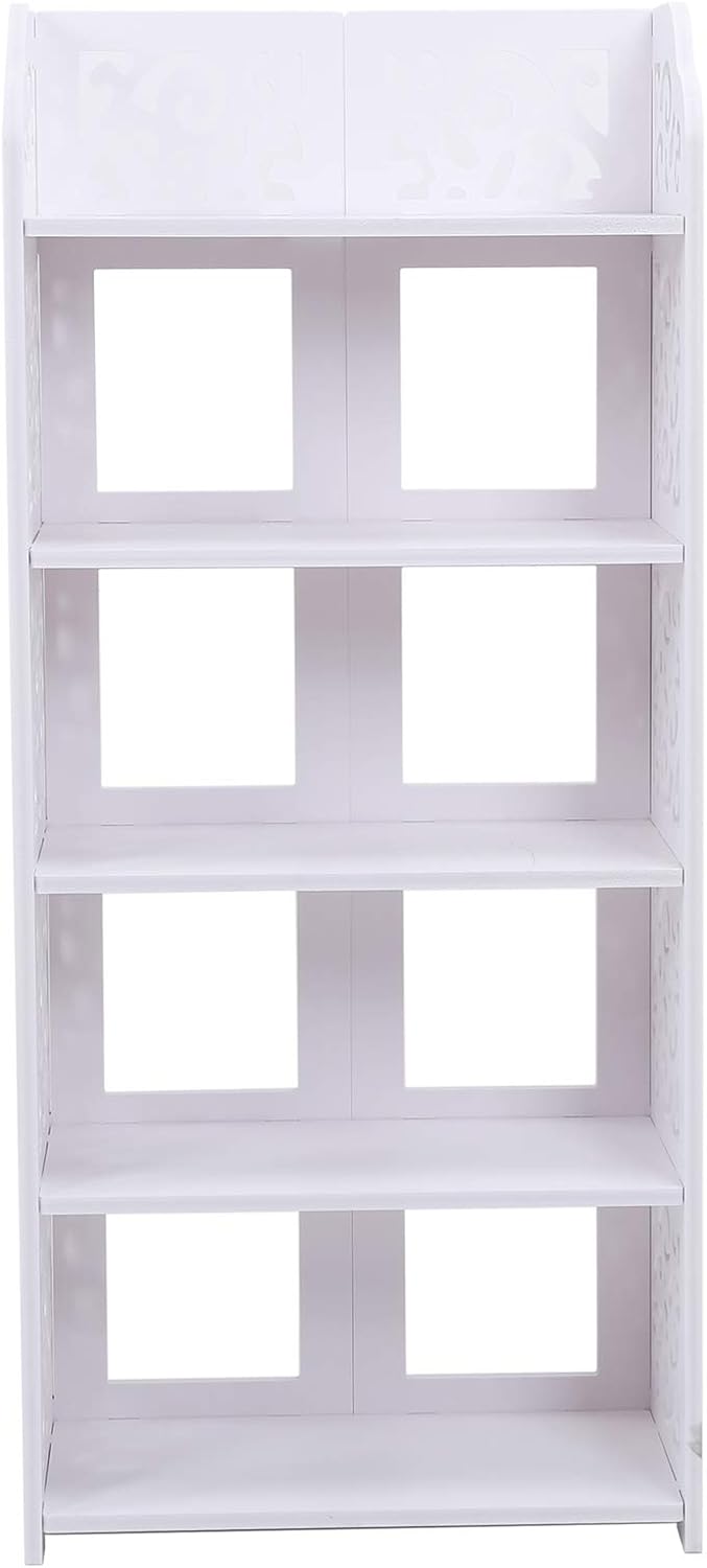 TOPINCN 5 Tier Shoe Rack Organizer with Hollow Out Design White PVC Board Material 90cm Height for Living Room Bedroom Bathroom Office Hallway