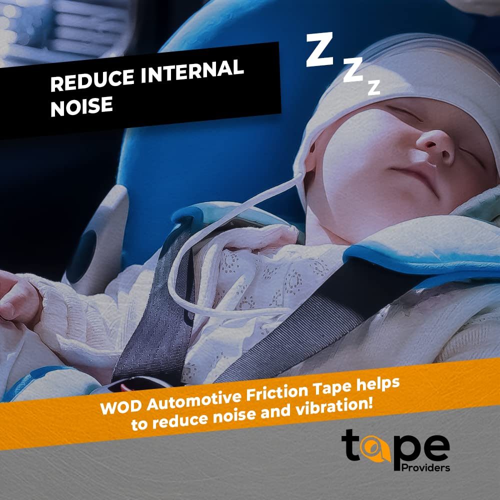 WOD HTFW – Cinta de fricción para arnés de cables automotriz, color negro, 1.5 pulgadas x 50 pies, alta temperatura y resistencia al ruido,