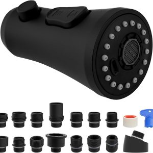 Hibbent Reemplazo de cabezal de grifo de cocina extraíble, boquilla rociadora de fregadero de cocina de 3 funciones con 10 adaptadores, compatible Hibbent Reemplazo de cabezal de grifo de cocina extraíble, boquilla rociadora de fregadero de cocina de 3 funciones con 10 adaptadores, compatible