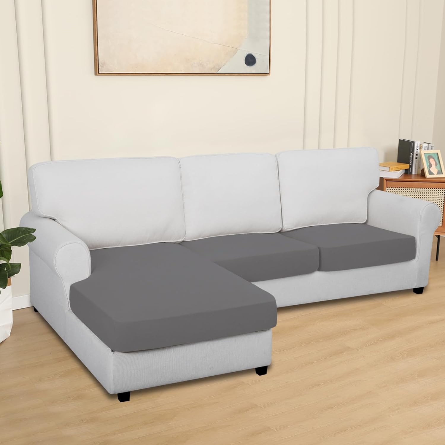 Easy-Going Fundas de cojín 100% impermeables de 3piezas para sofá, seccional izquierdo y derecho en forma de L, funda antideslizante para sofá,