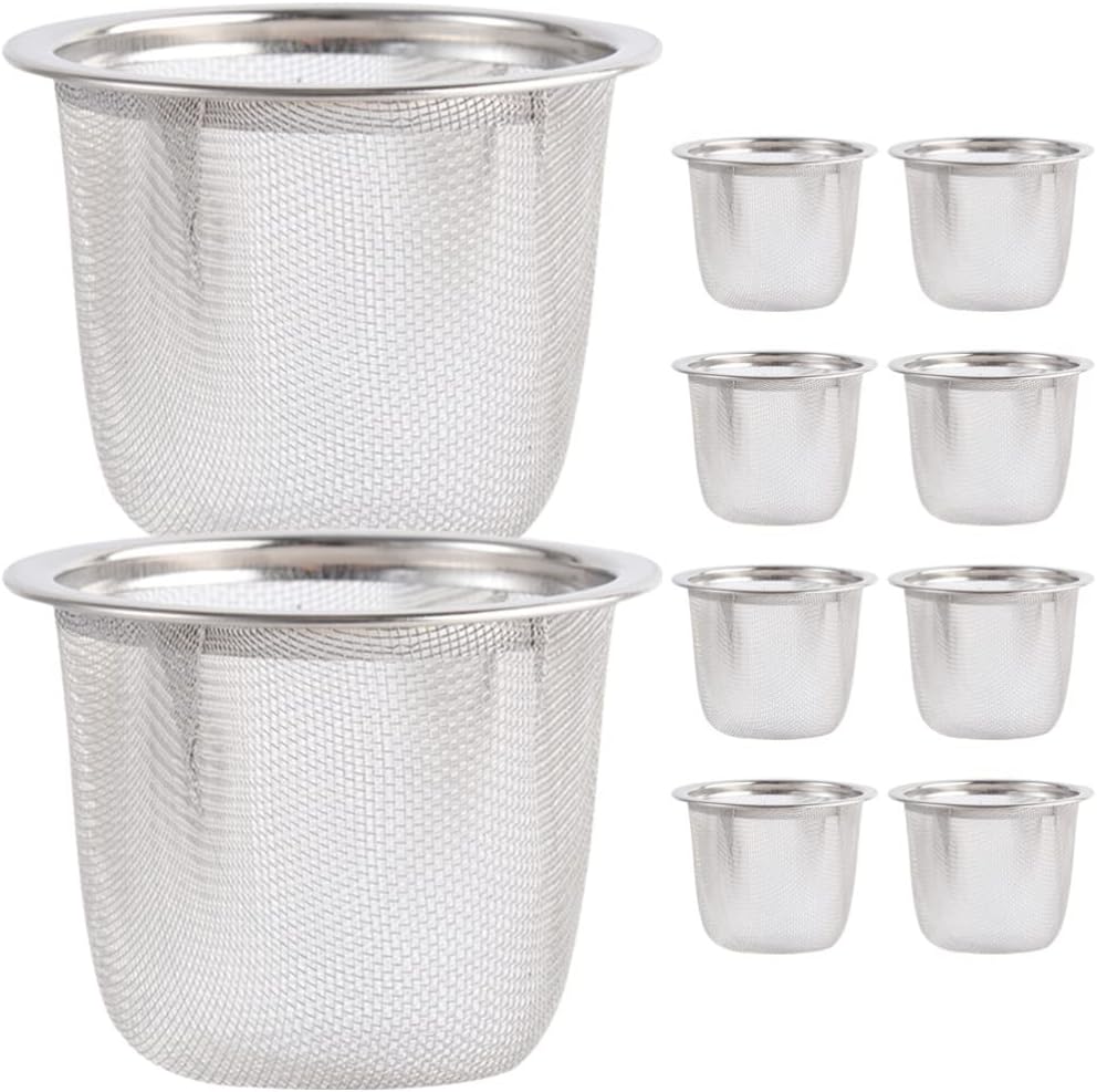 Operitacx 10 unids Teapot Filter Liner Tea Brewer for Loose Tea Mesh Tea Filter Coffee Filters Loose Tea Steeper Metal Tea Infuser Tea Mesh Strainer