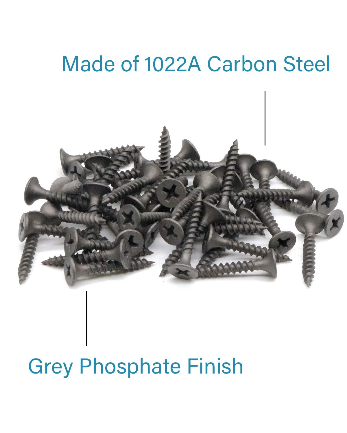 Tornillos para madera de cabeza plana, 100 tornillos Phillips #6 x 1 pulgada para paneles de yeso con rosca fina, tornillos autorroscantes para