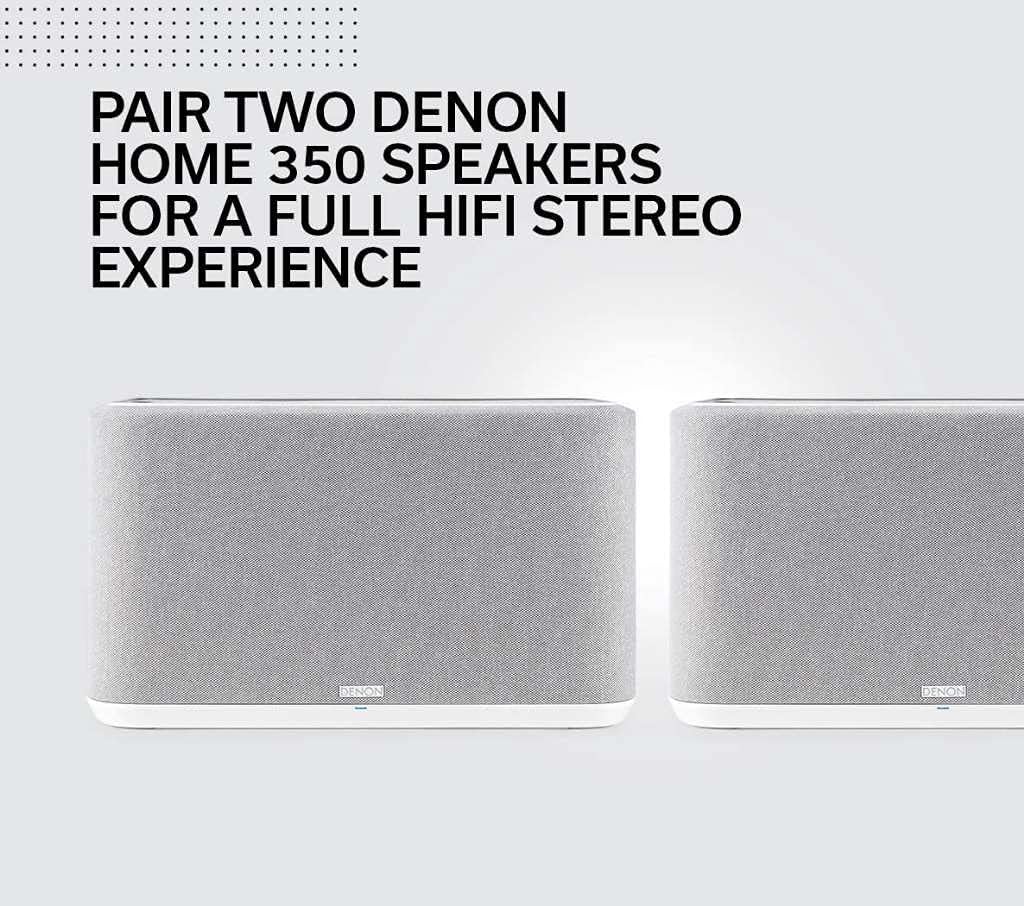 Denon Home 350 – Altavoz inalámbrico (modelo 2020)  HEOS integrado, Alexa integrado, AirPlay 2 y Bluetooth  Diseño compacto  Blanco