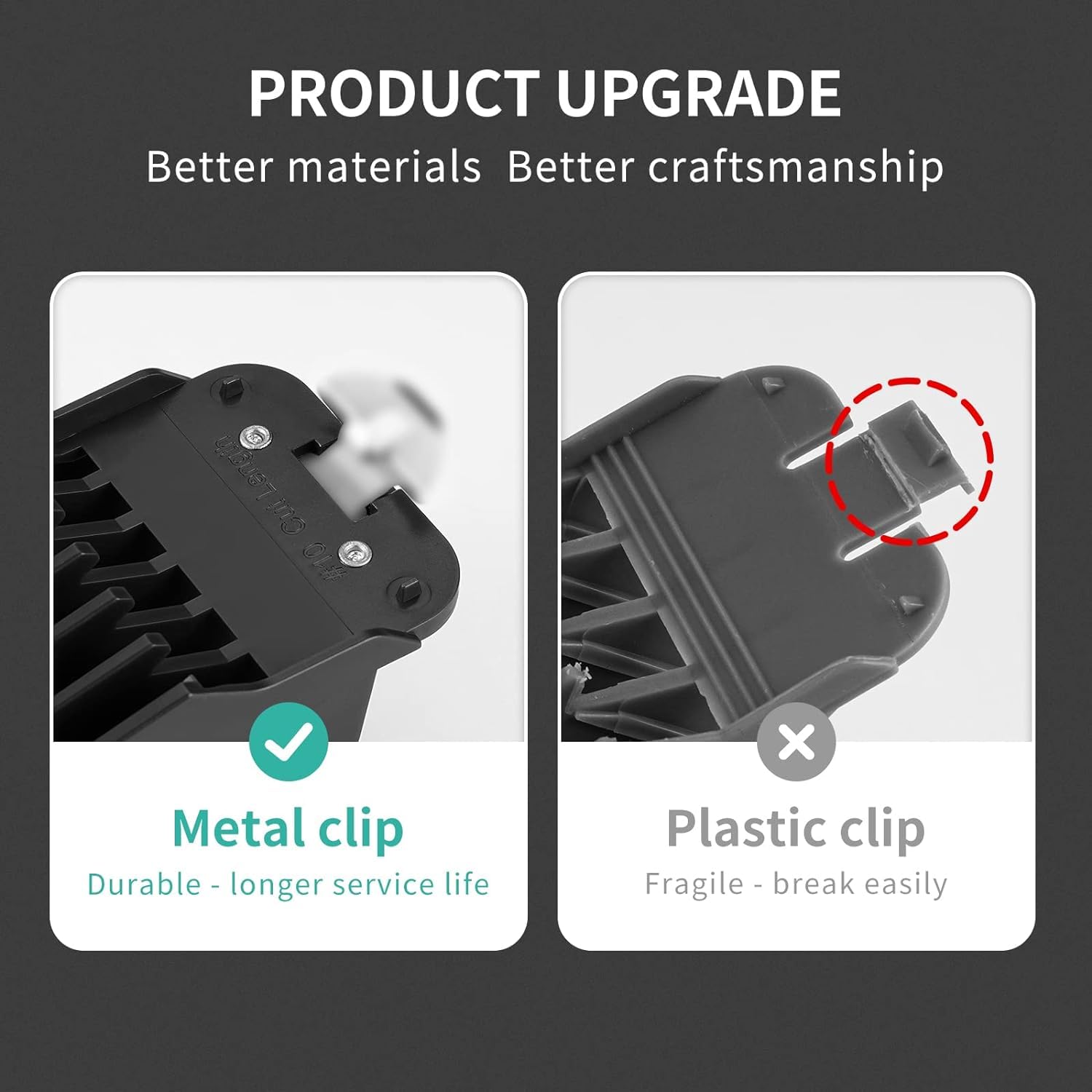 Yinke Para Wahl Clipper Guards Set 10 12 14 16 18 20, protectores de cortapelos extralargos con clip de metal, 6 longitudes de corte