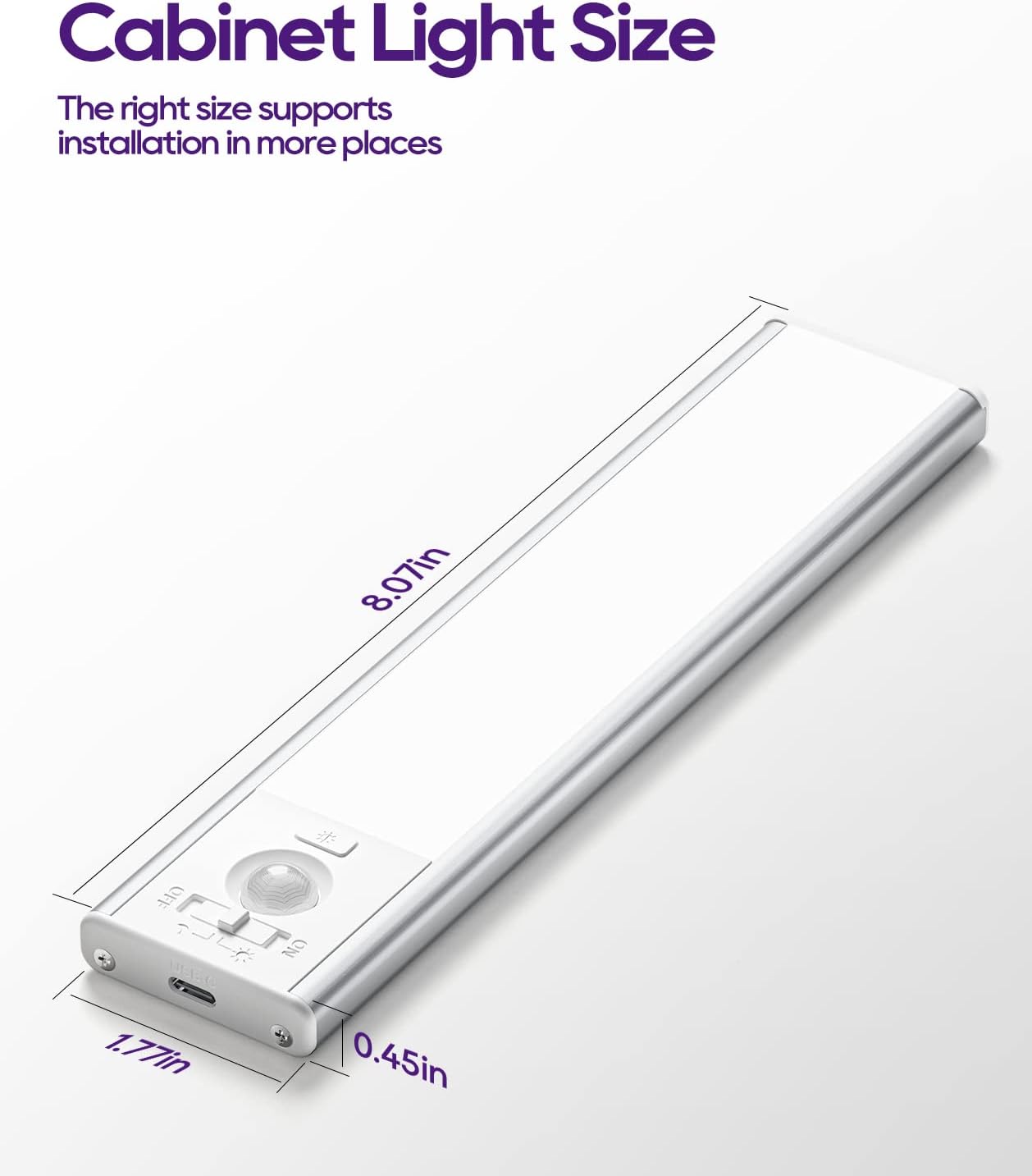 Auxoda Luces de armario, luces para dormitorio, 7000 K inalámbricas USB recargables debajo del mostrador, 2200 mAh iluminación debajo del gabinete,
