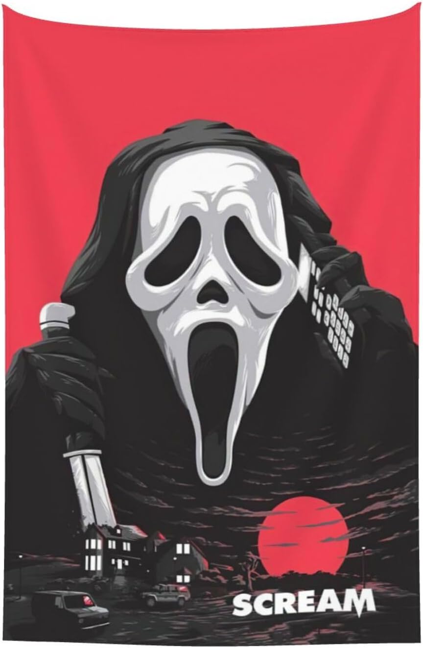Tapiz de película de terror con diseño de gritos para colgar en la pared, álbum de fotos, póster divertido para el hogar, decoración del hogar para
