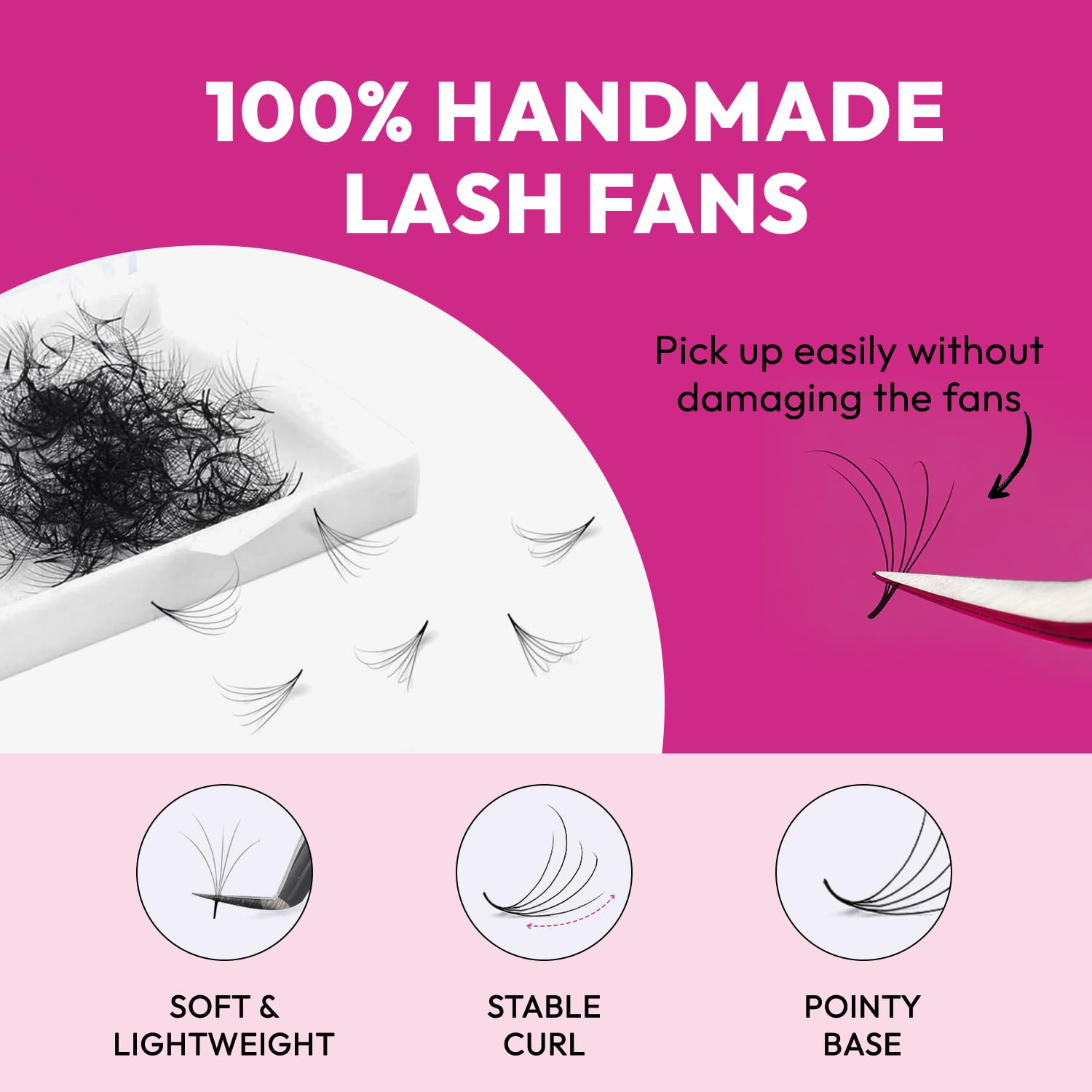 Eyesy Lash 500 extensiones de pestañas Camellia  5D 0.07 Tamaño 7-0.354-0.433 in Curl D  Pestañas de volumen americano múltiples longitudes