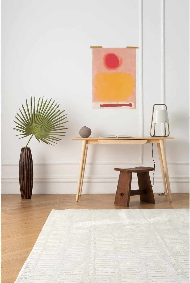 Shell – Alfombra lavable de 5 pies 3 x 8 pies, para sala de estar, dormitorio, con certificado Oeko-TEX, pelo mediano, beige, crema