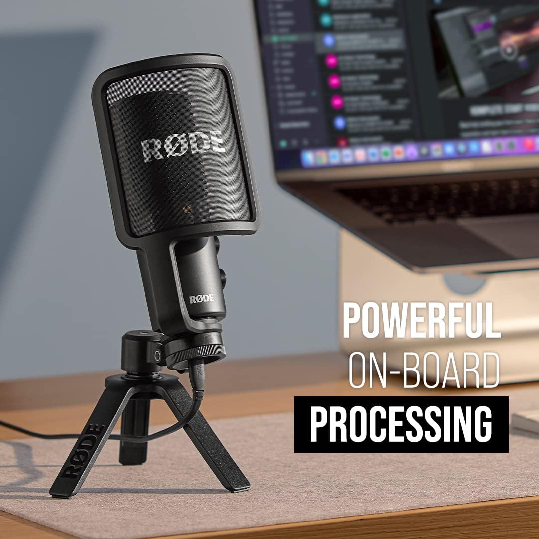 RØDE NT-USB+ Micrófono condensador USB de grado profesional para grabar audio de calidad de estudio directamente en una computadora o dispositivo