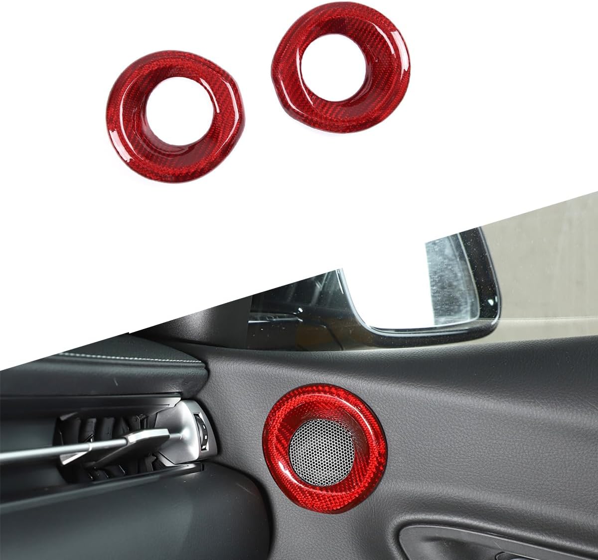 Anillo decorativo para bocina de puerta de automóvil, borde de fibra de carbono real, apto para Toyota Supra GR A90 A91 MK5 2019-2022, accesorios