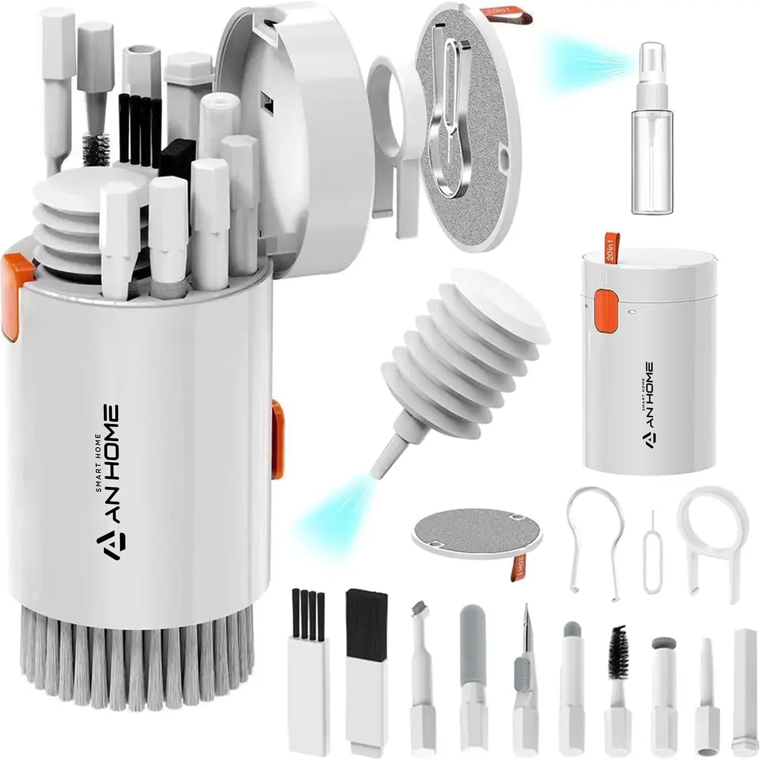 AnHome – Kit limpiador de teclado para computadora portátil 20 en 1, cepillo de limpieza electrónica para iPhone, AirPod, MacBook, iPad, herramienta