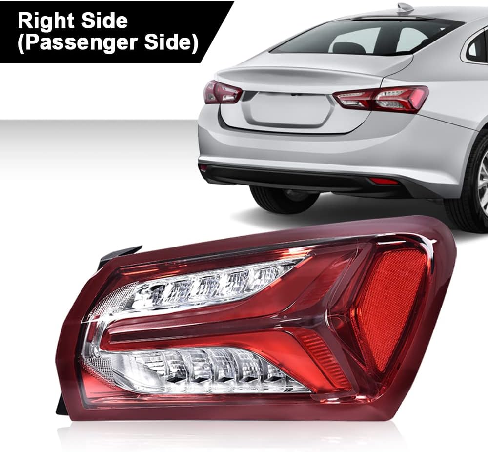 G-PLUS Lámpara de luz trasera LED compatible con Chevy Malibu 2019 2020 2021 2022 exterior derecha derecha lateral del pasajero, luces traseras,