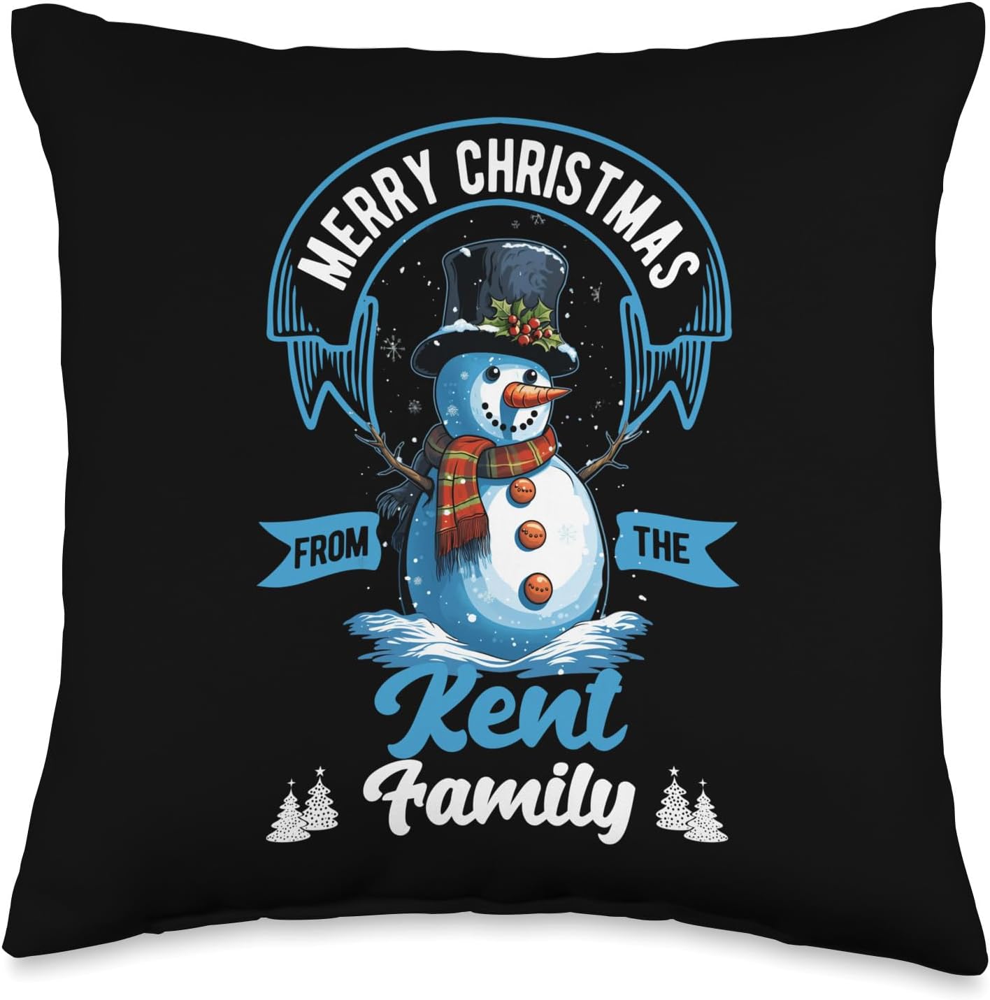 Kent Family Christmas Matching Shirt Xmas Gifts Kent Family Christmas Costume Snowman Matching Xmas Party Throw Pillow, 16×16, Multicolor