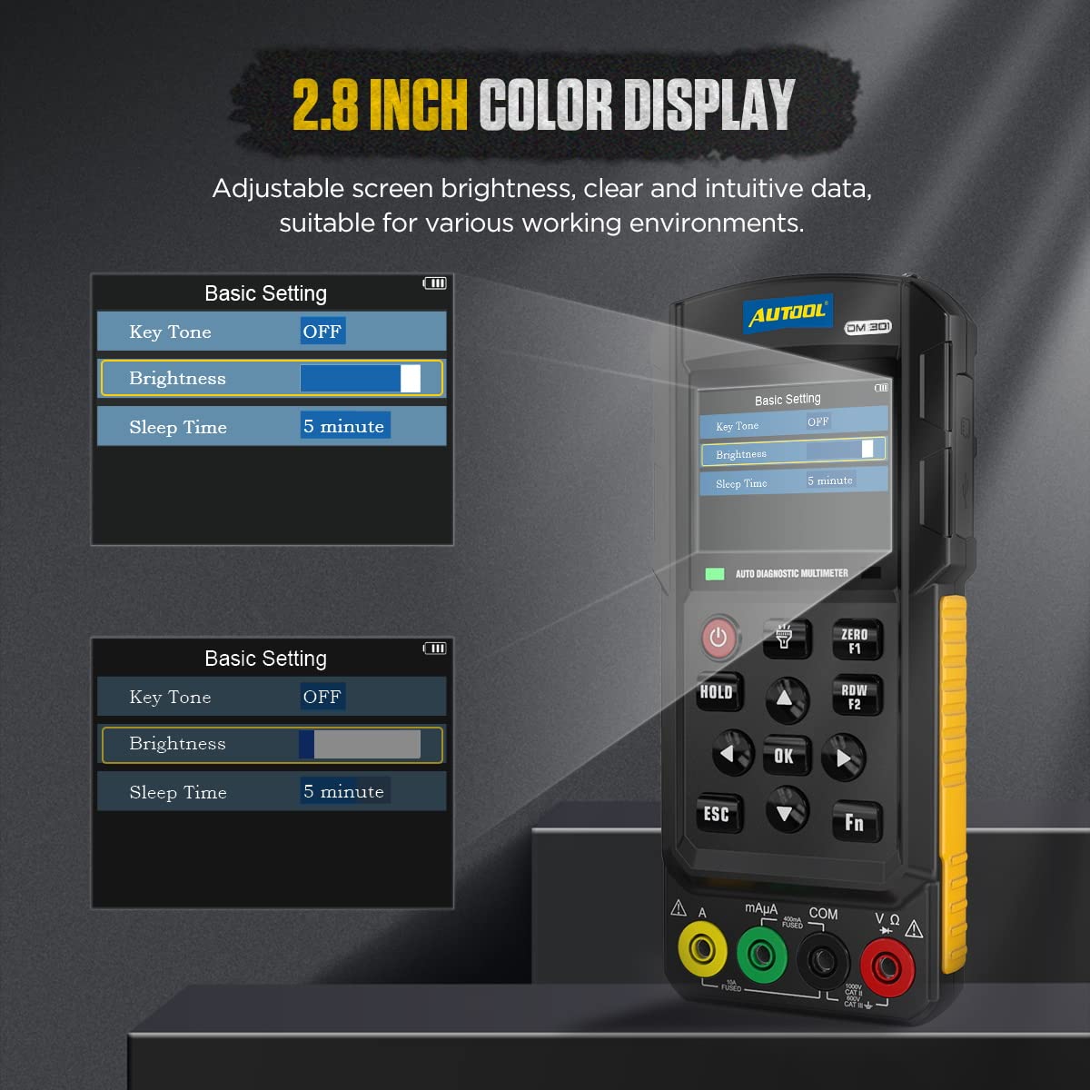 AUTOOL Osciloscopio multímetro automotriz, osciloscopio digital y multímetro combinado 1000V 20A, kit de multímetro recargable de mano TRMS, con