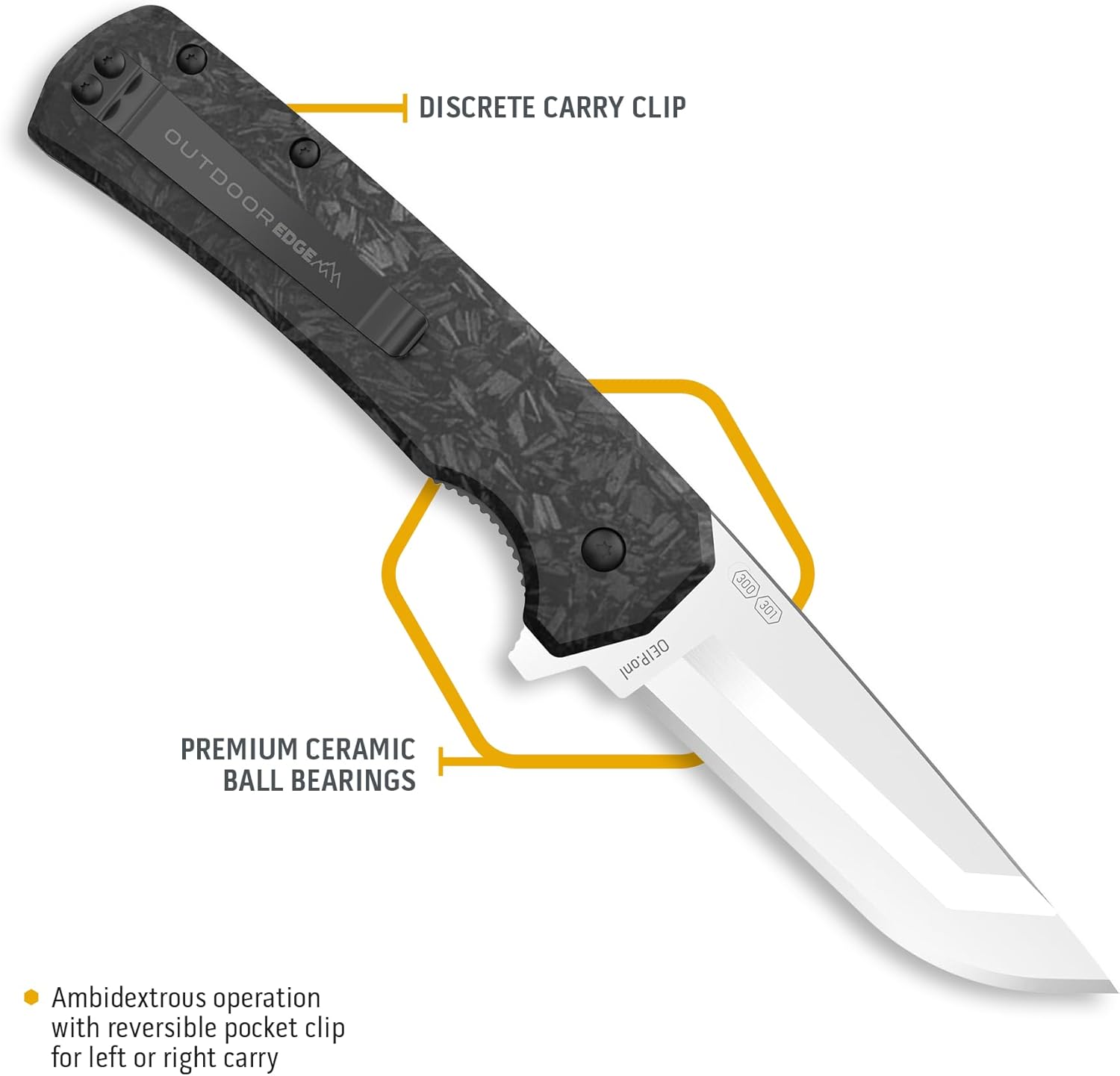 OUTDOOR EDGE RAZOR VX5 – Cuchillo de bolsillo plegable EDC de hoja reemplazable  Hoja de 3 pulgadas, rodamientos de bolas de cerámica, mango de
