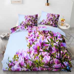 Juego de funda de edredón tamaño King con estampado de flores azul claro, funda de edredón de microfibra suave y 2 fundas de almohada de 20 x 36 Juego de funda de edredón tamaño King con estampado de flores azul claro, funda de edredón de microfibra suave y 2 fundas de almohada de 20 x 36