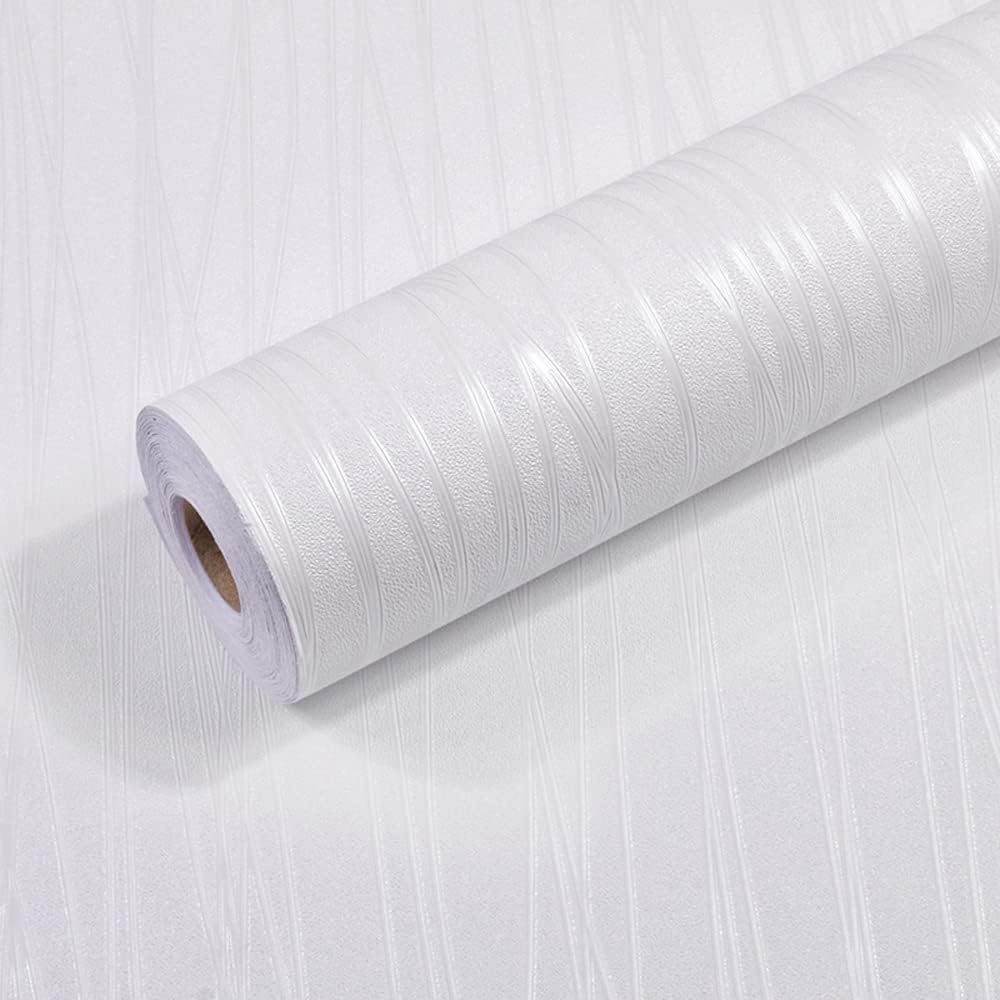 Wallpaper Peel and Stick White Stripe Waterproof Removable Self Adhesive Wallpaper Modern Decorative Wall Covering Vinyl PVC Furniture Stickers