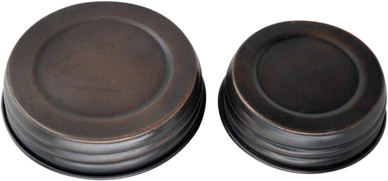 Tapas de reproducción vintage de bronce aceitado de boca ancha para tarros de conservas de masón, bola, lata (paquete de 4, boca ancha)