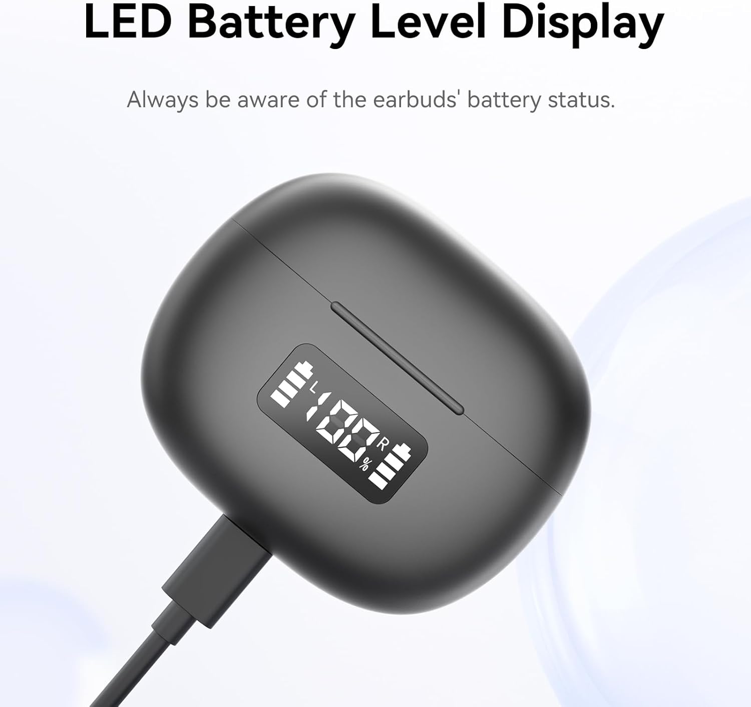 REMCCI Auriculares inalámbricos con control de aplicación multifuncional, tiempo de reproducción ultra largo, pantalla de alimentación LED, carga