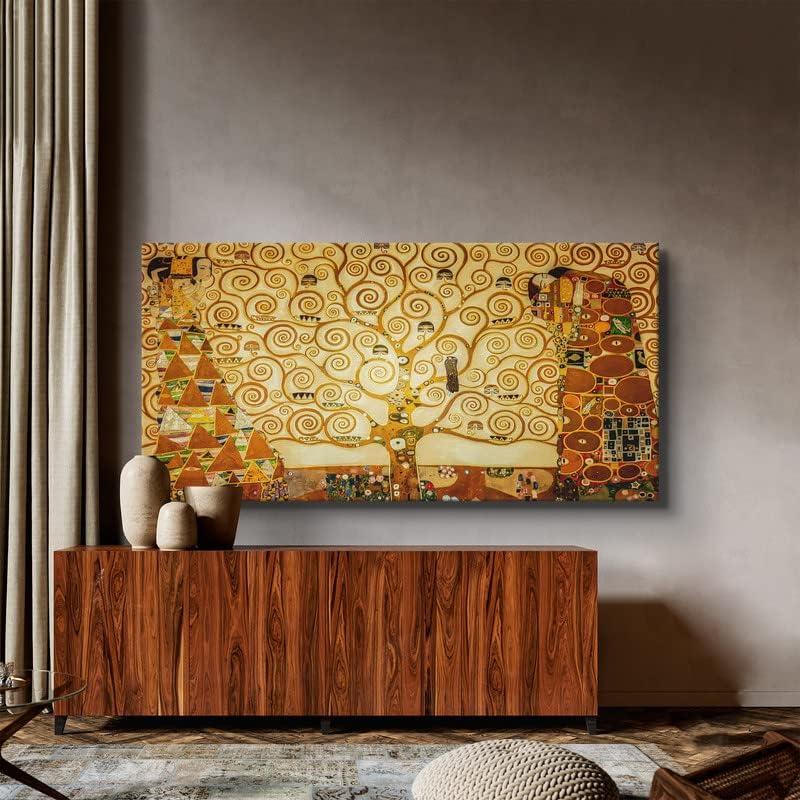 CanvasWAY – Gustav Klimt – Lienzo de reproducción del árbol de la vida, arte de pared, cuadro clásico sobre lienzo de algodón, marco de madera,