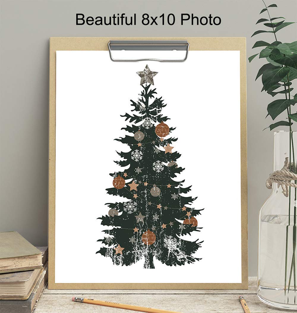 Christmas Tree Decor – Pine Tree Holiday Decorations for Home, Apartment, Living Room, Bedroom – Cute Secret Santa Gift for Office Party – 8×10