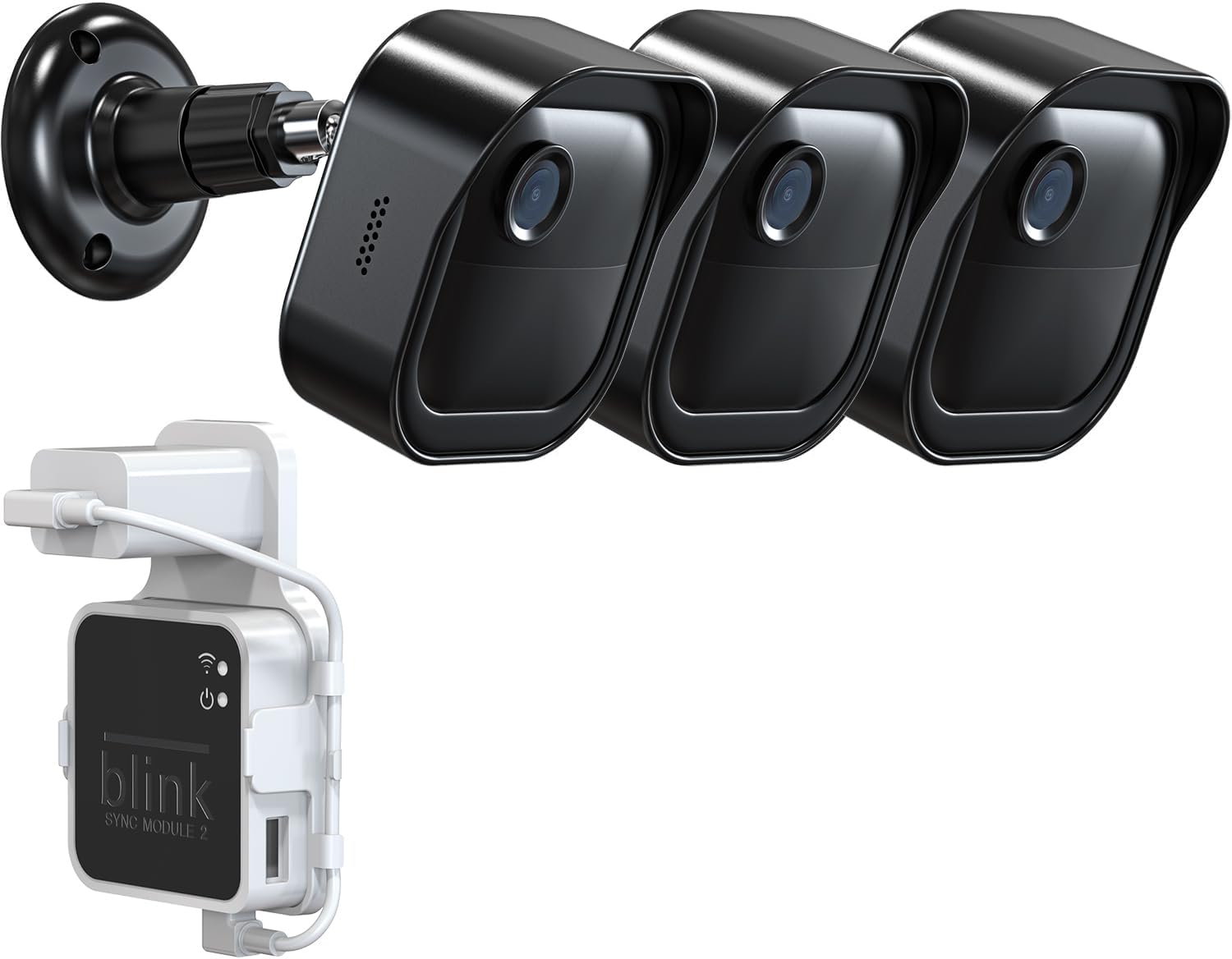 Soporte de pared Blink Outdoor para 4 cámaras, carcasa protectora resistente a la intemperie y montaje ajustable de 360 con soporte Blink Sync
