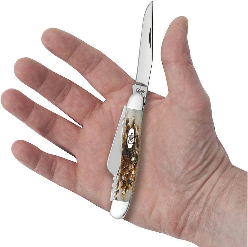 Case XX WR – Navaja de bolsillo mediana con mango de hueso auténtico, cuchillas de acero inoxidable, longitud cerrada 3 58 pulgadas (hueso ámbar con