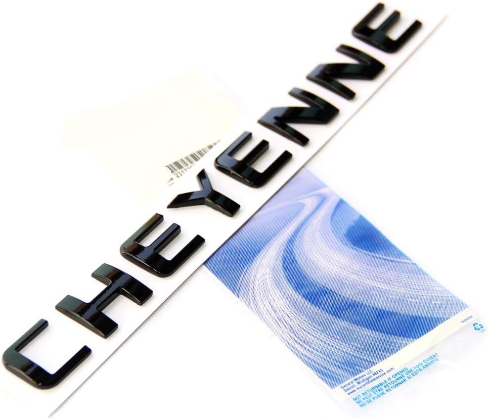 Yoaoo 3x OEM Black Cheyenne Nameplate Emblems Badge for Silverado Shiny 3D New - Imagen 3