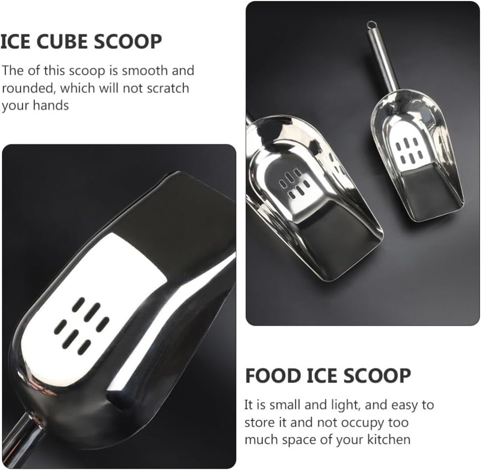 Luxshiny Cucharas de hielo con agujeros de acero inoxidable ranurado cuchara de comida para perros Cuchara de arena para gatos, pala profunda,