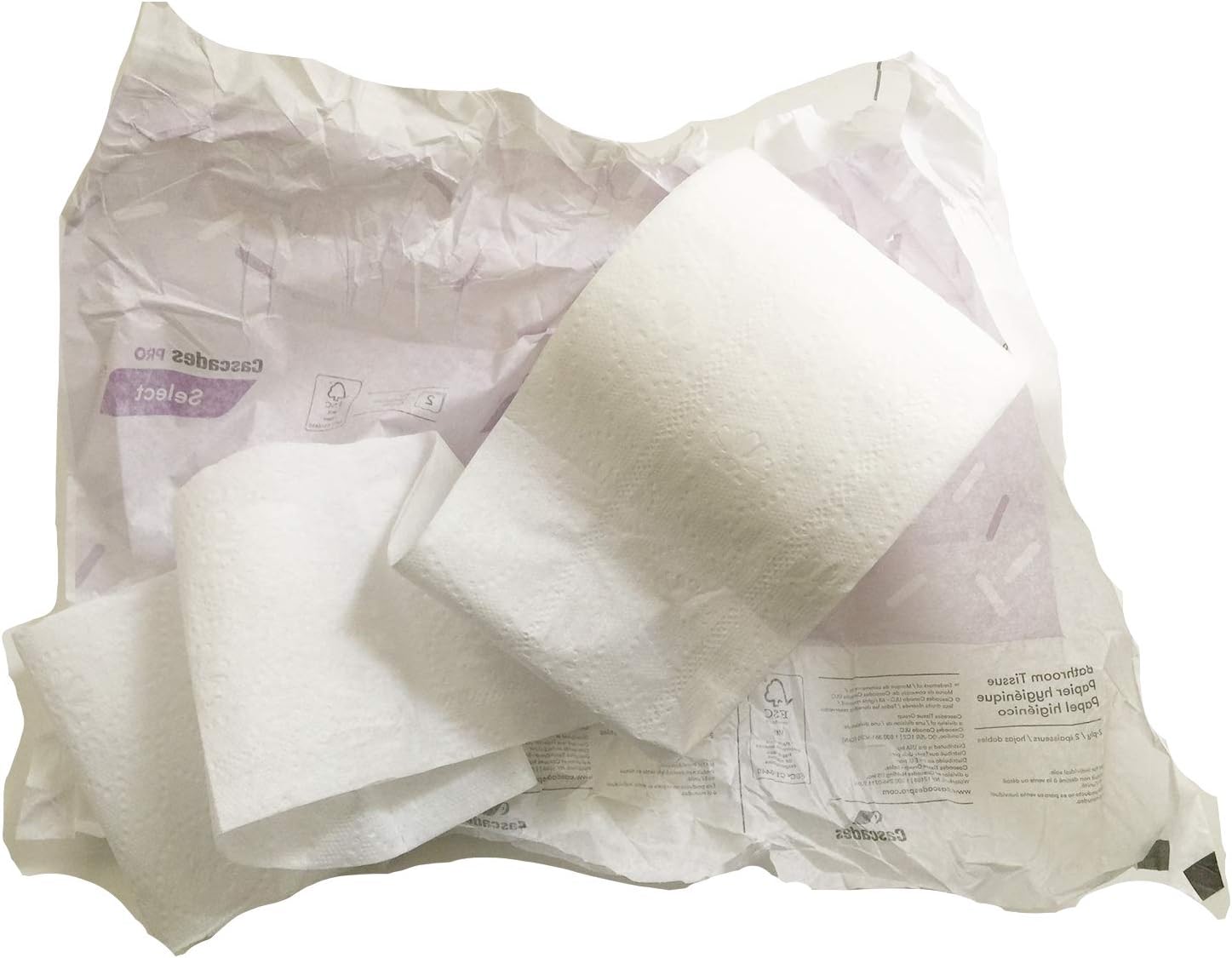Papel higiénico de 2 capas, 500 hojasrollo de papel higiénico, 4 unidades