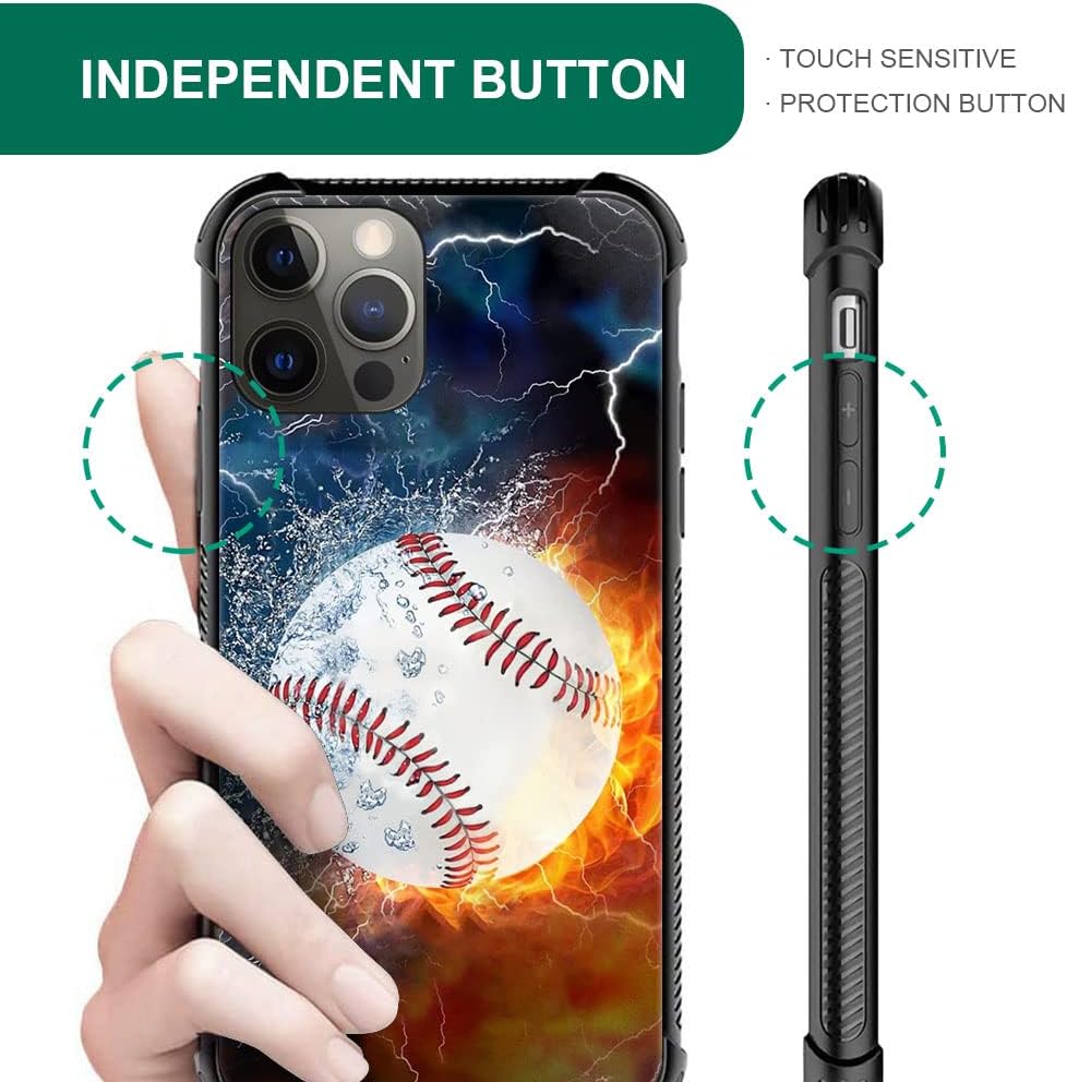 DAIZAG Funda compatible con iPhone 11 Pro Max Ice Fire Baseball Funda de teléfono a prueba de golpes suave TPU para niños y hombres, funda de regalo