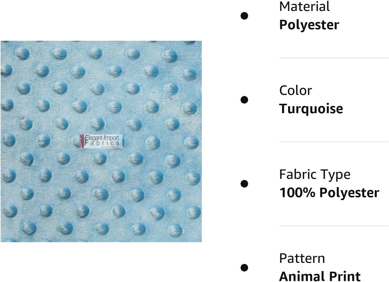 Minky MINKEE Chenille DOT – Abrazadera de tela suave, 42 colores, 60 pulgadas de ancho, costura artesanal por yarda (turquesa)