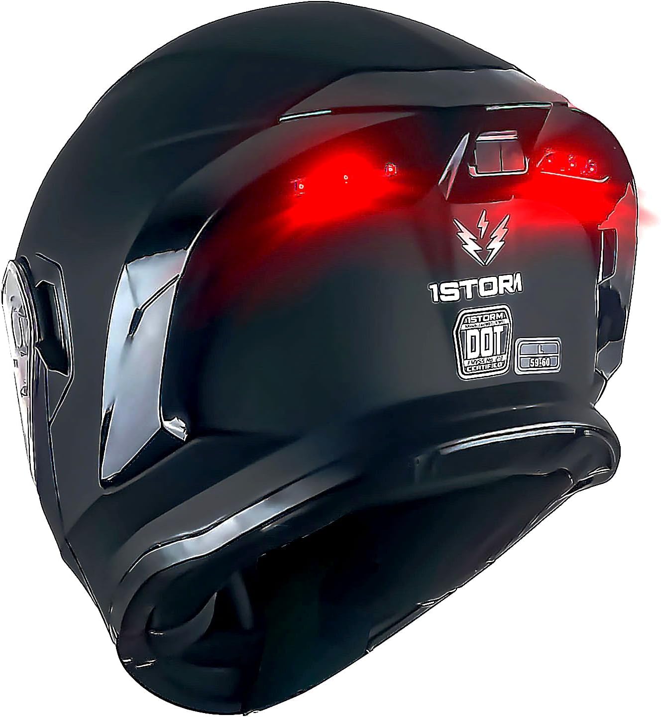 1Storm Nuevo casco modular de cara completa para motocicleta, escudo solar de doble visera con luz trasera LED recargable negro mate