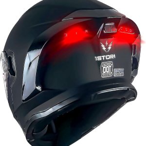 1Storm Nuevo casco modular de cara completa para motocicleta, escudo solar de doble visera con luz trasera LED recargable negro mate 1Storm Nuevo casco modular de cara completa para motocicleta, escudo solar de doble visera con luz trasera LED recargable negro mate