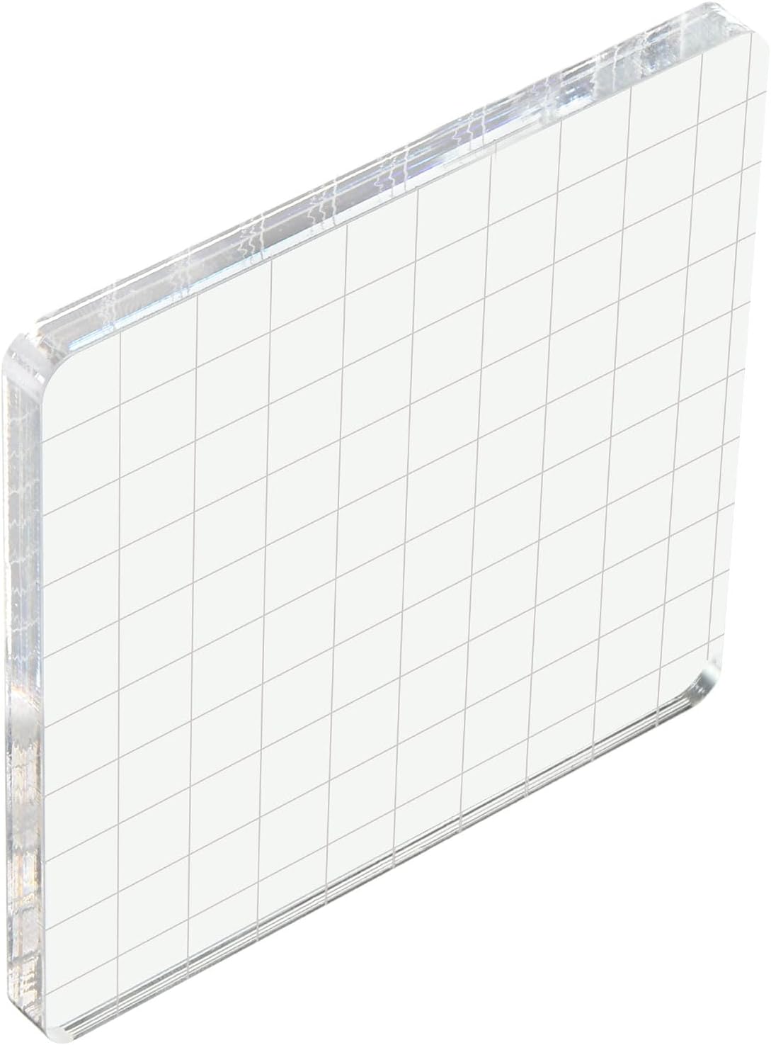 PATIKIL Bloque de sello acrílico de 4 x 4 pulgadas, bloque de estampado transparente con líneas de cuadrícula, bloques de montaje decorativos