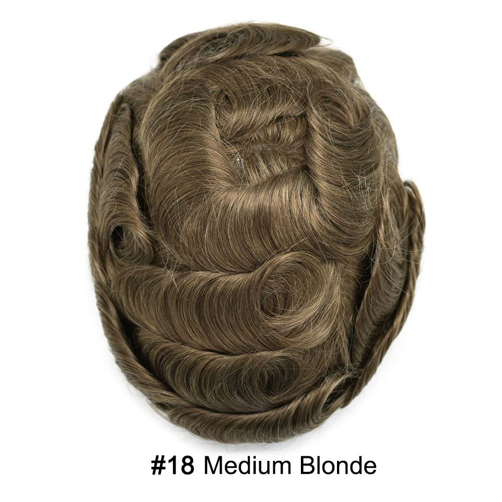 Hombres Toupee Sistema de Replcement de Cabello Humano Toupee Hombre Piel de Poli Completo Pieza de Pelo de Piel de PU para Hombres Toupee
