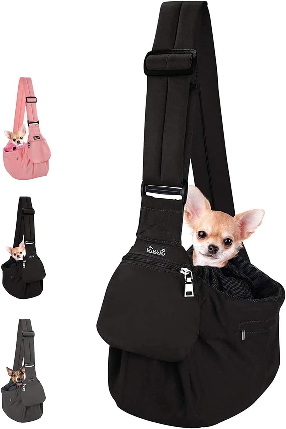 Lukovee Transportador para perros, soporte inferior duro y correa acolchada ajustable suave para perros pequeños, bolso para perro con abertura de