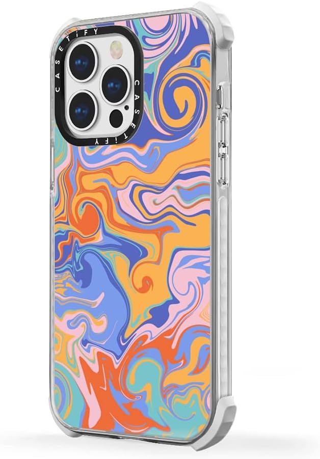 CASETiFY Funda Ultra Impact para iPhone 13 Pro protección contra caídas de 9.8 pies – Trippy by Oh So Graceful – Transparente