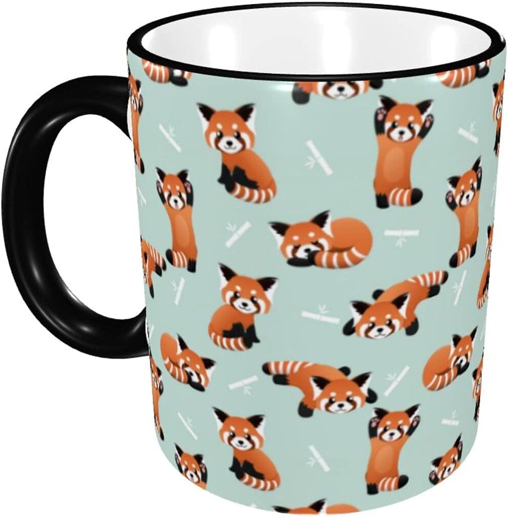 Kadiman Taza de café de osos panda rojos para mujer, taza de té y leche de cerámica de 11 onzas para niña, regalo de oficina, hogar, talla única