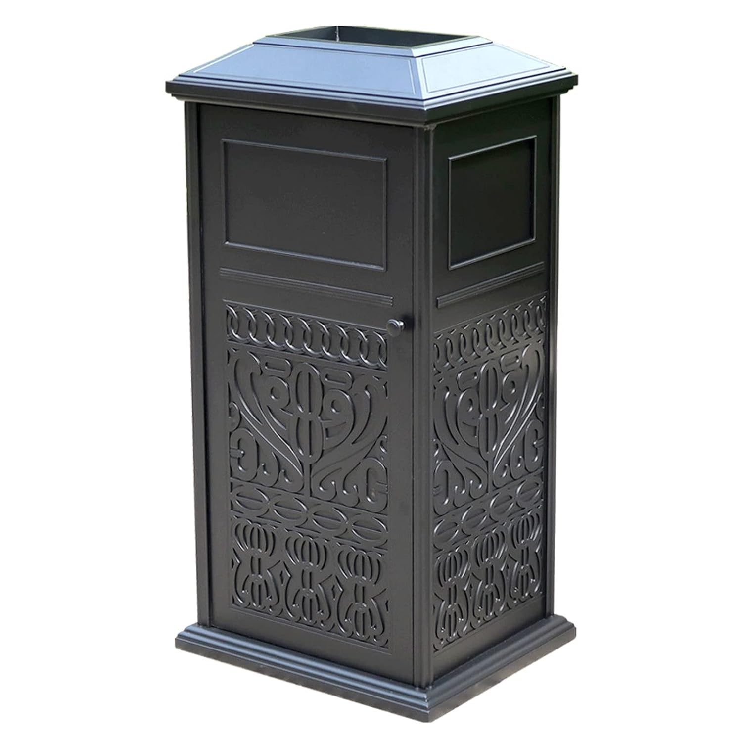 TISTIK Bote de basura de aluminio fundido al aire libre con cenicero de gran capacidad, adecuado para interiores, oficina, hotel, centro comercial,