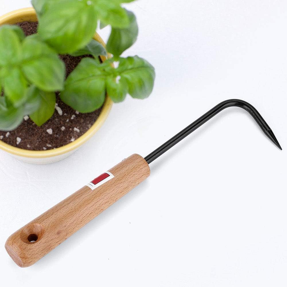AYNEFY Gancho de raíz de bonsái, rastrillo de jardinería con mango de madera, herramienta de recogida de raíces de bonsái, herramienta de trasplante