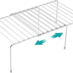 Homneat Estante extensible para gabinete, acero inoxidable ajustable para encimera de cocina, estantes elevadores, estante de cocina para despensa, Homneat Estante extensible para gabinete, acero inoxidable ajustable para encimera de cocina, estantes elevadores, estante de cocina para despensa,